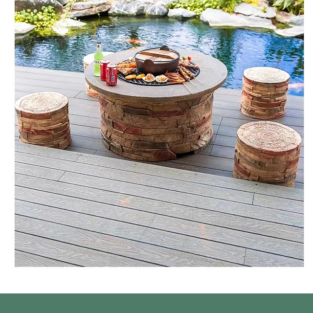 Round Concrete Backyard Fire Pit Table