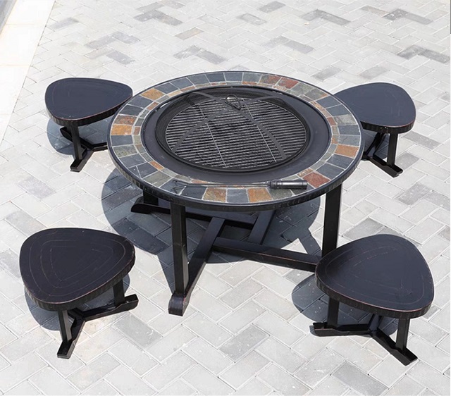Multi-functional Granite Park Fire Pit Table