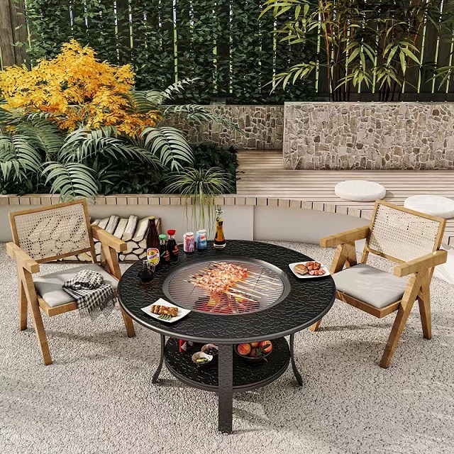 Portable Steel BBQ Fire Pit Table