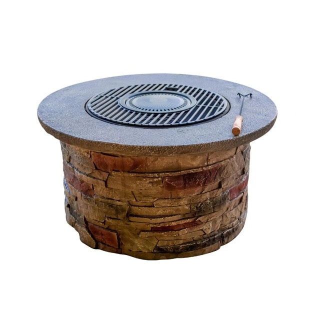 Round Concrete Backyard Fire Pit Table