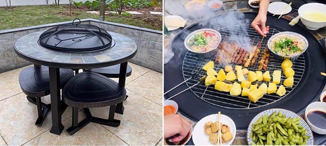 Multi-functional Granite Park Fire Pit Table