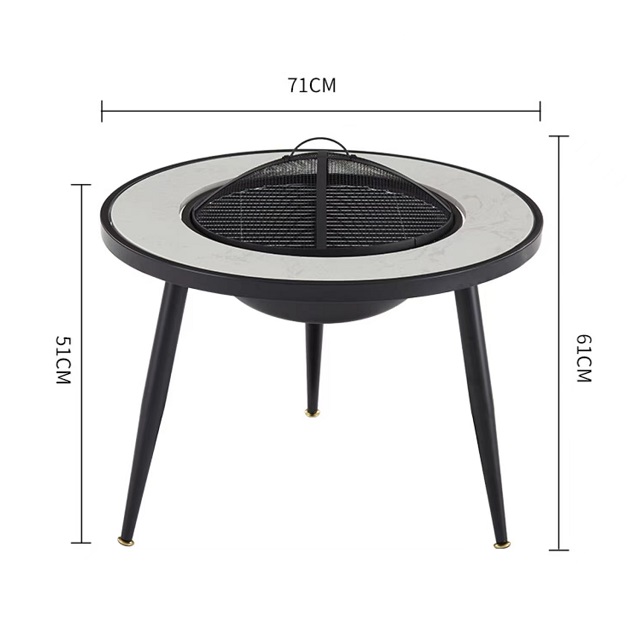 Dark Grey Granite Garden Fire Pit Table
