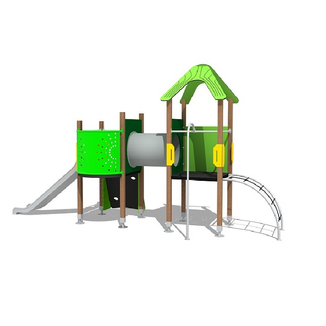 Game Interactive Green Wooden Outdoor Playground